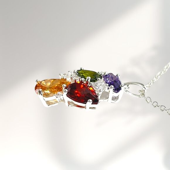 NVC Nataliya V Collister Silver Tone Pendant Necklace Rhinestone Cluster Bling - Picture 4 of 9